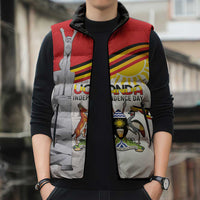 Personalized Uganda Independence Day Sleeveless Puffer Jacket Independence Monument - Coat Of Arms - Wonder Print Shop