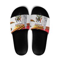 Uganda Independence Day Slide Sandals Independence Monument - Coat Of Arms - Wonder Print Shop