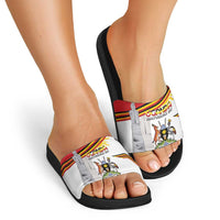 Uganda Independence Day Slide Sandals Independence Monument - Coat Of Arms - Wonder Print Shop