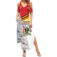 Personalized Uganda Independence Day Summer Maxi Dress Independence Monument - Coat Of Arms - Wonder Print Shop