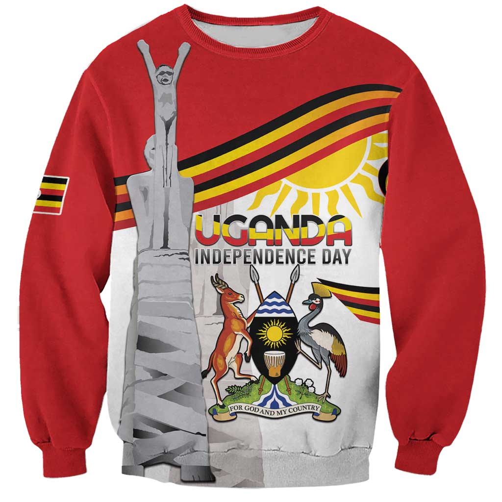 Personalized Uganda Independence Day Sweatshirt Independence Monument - Coat Of Arms - Wonder Print Shop