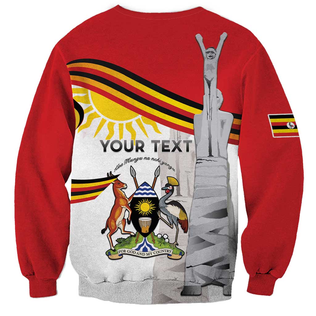 Personalized Uganda Independence Day Sweatshirt Independence Monument - Coat Of Arms - Wonder Print Shop