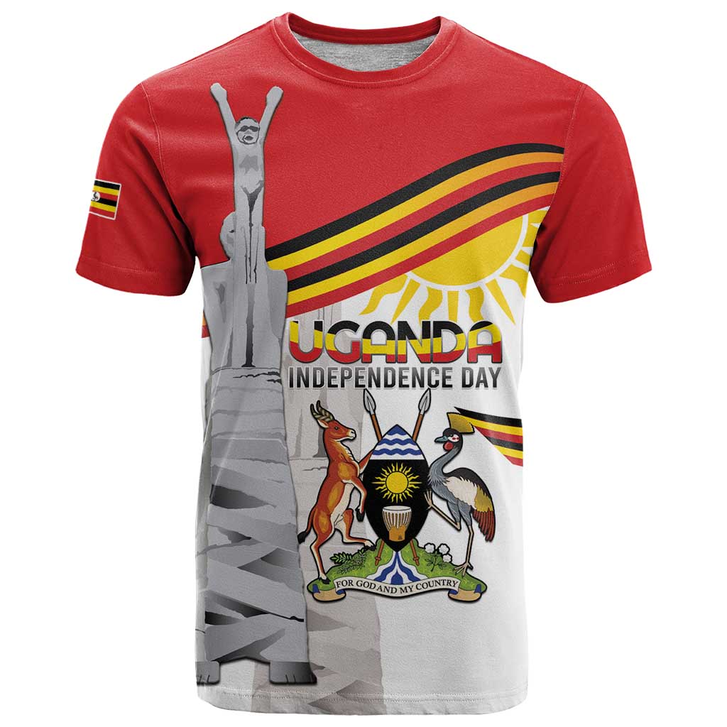 Personalized Uganda Independence Day T Shirt Independence Monument - Coat Of Arms - Wonder Print Shop