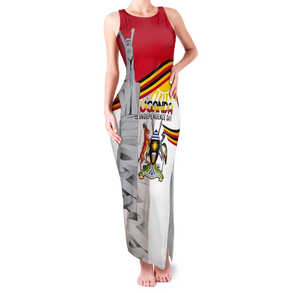 Personalized Uganda Independence Day Tank Maxi Dress Independence Monument - Coat Of Arms - Wonder Print Shop