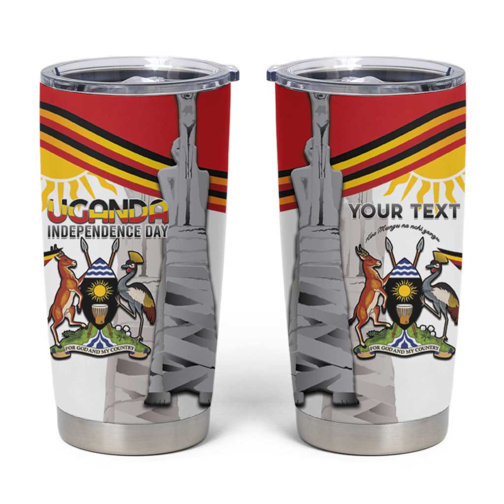 Personalized Uganda Independence Day Tumbler Cup Independence Monument - Coat Of Arms - Wonder Print Shop