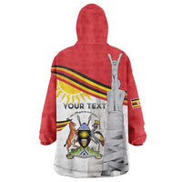 Personalized Uganda Independence Day Wearable Blanket Hoodie Independence Monument - Coat Of Arms - Wonder Print Shop