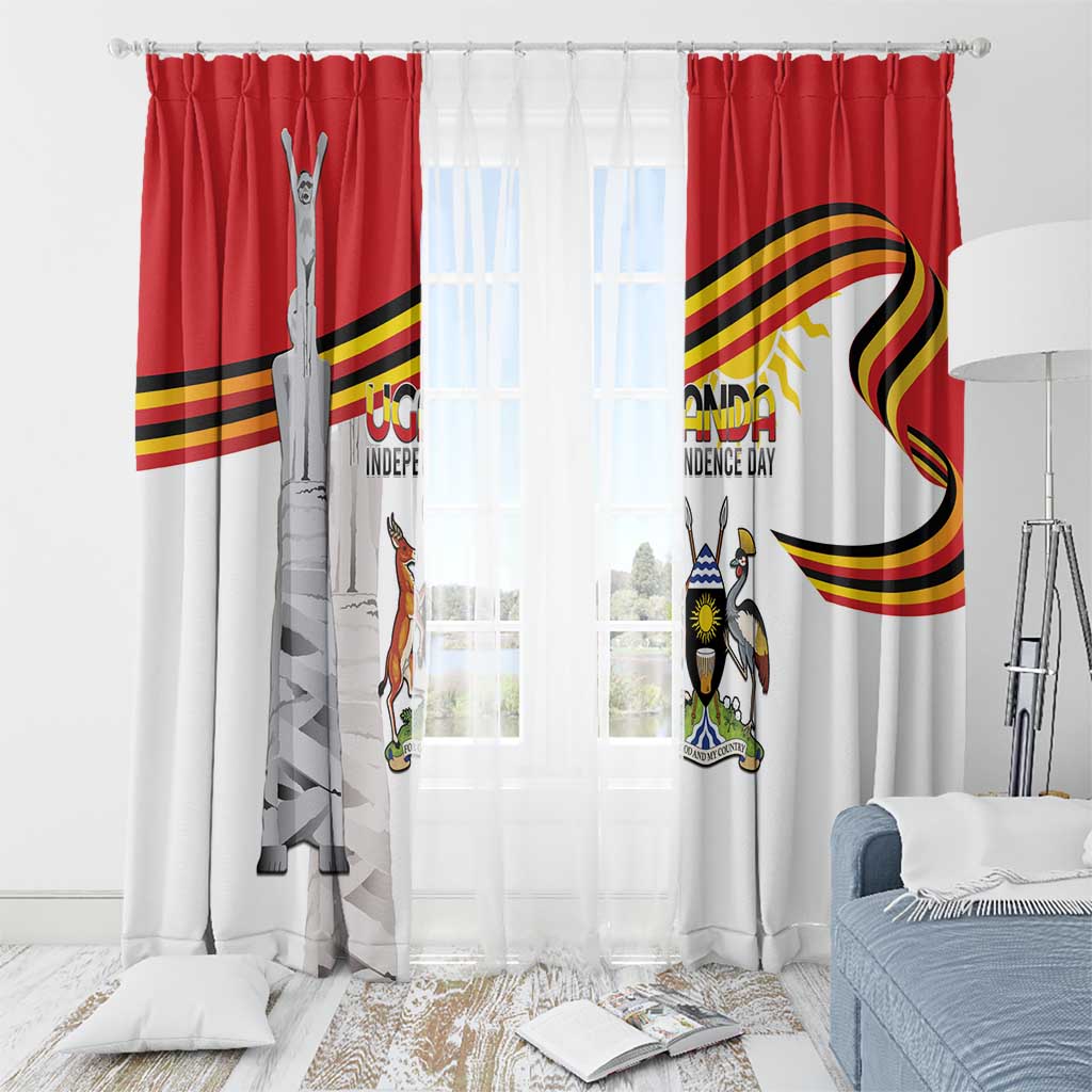 Uganda Independence Day Window Curtain Independence Monument - Coat Of Arms - Wonder Print Shop