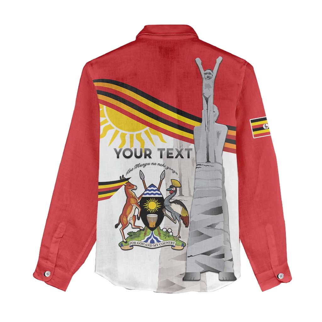 Personalized Uganda Independence Day Women Casual Shirt Independence Monument - Coat Of Arms - Wonder Print Shop