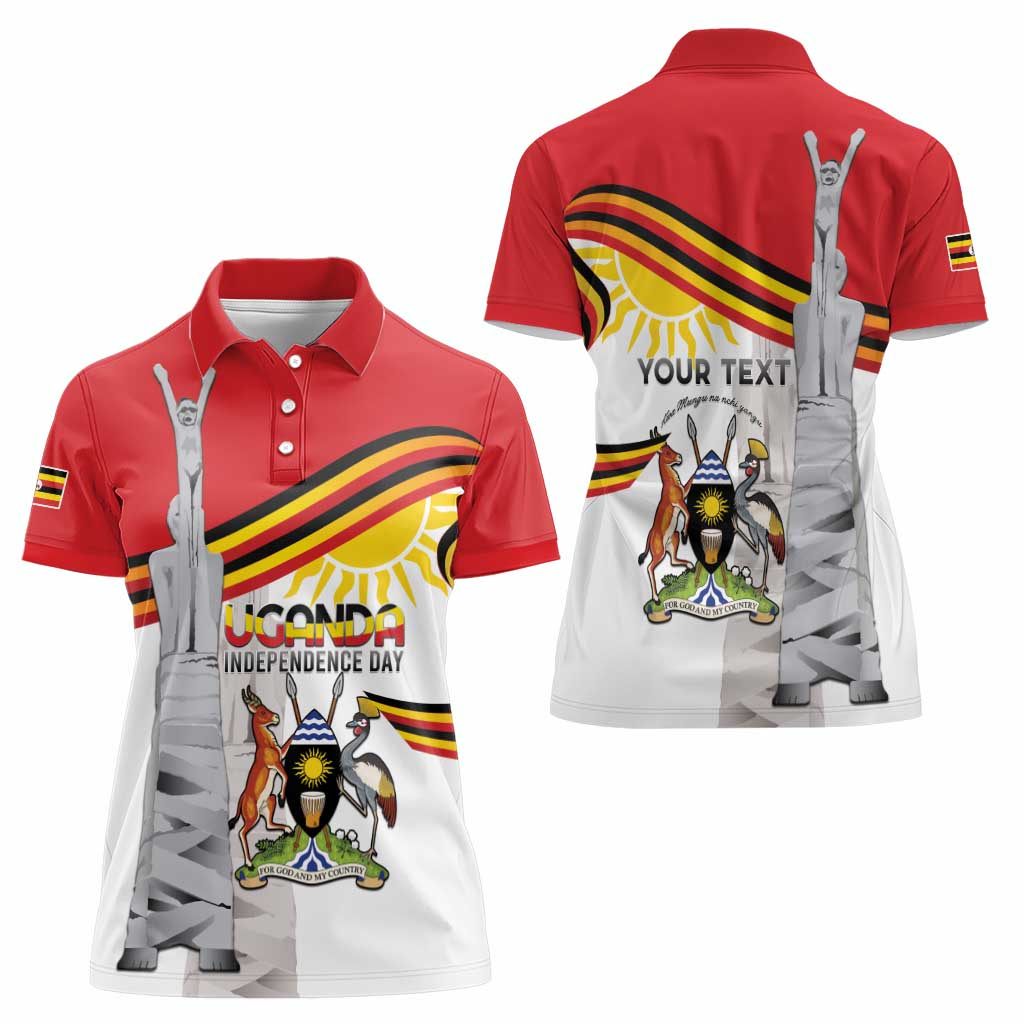 Personalized Uganda Independence Day Women Polo Shirt Independence Monument - Coat Of Arms - Wonder Print Shop