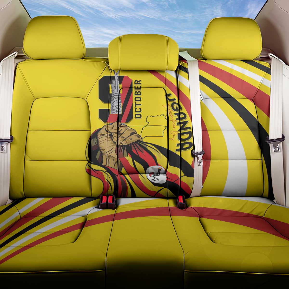 Uganda Back Car Seat Cover 63rd Anniversary Of Independence - Wonder Print Shop