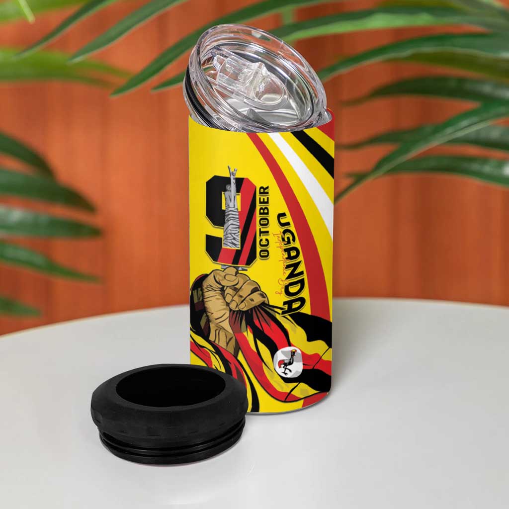 Uganda 4 in 1 Can Cooler Tumbler 63rd Anniversary Of Independence - Wonder Print Shop