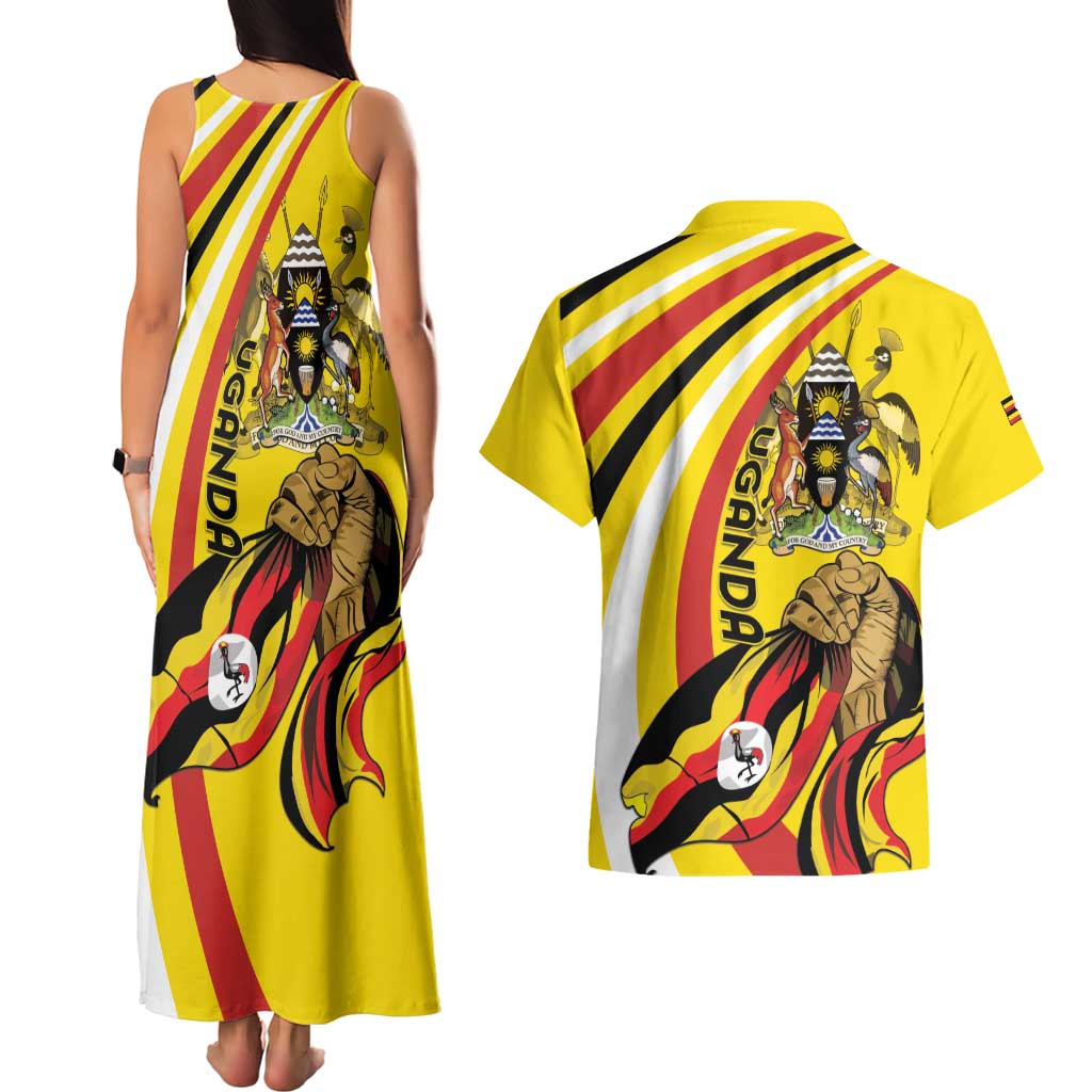 Uganda Couples Matching Tank Maxi Dress and Hawaiian Shirt 63rd Anniversary Of Independence - Wonder Print Shop