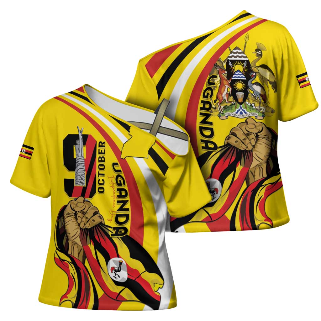 Uganda Cross Shoulder Shirt 63rd Anniversary Of Independence - Wonder Print Shop