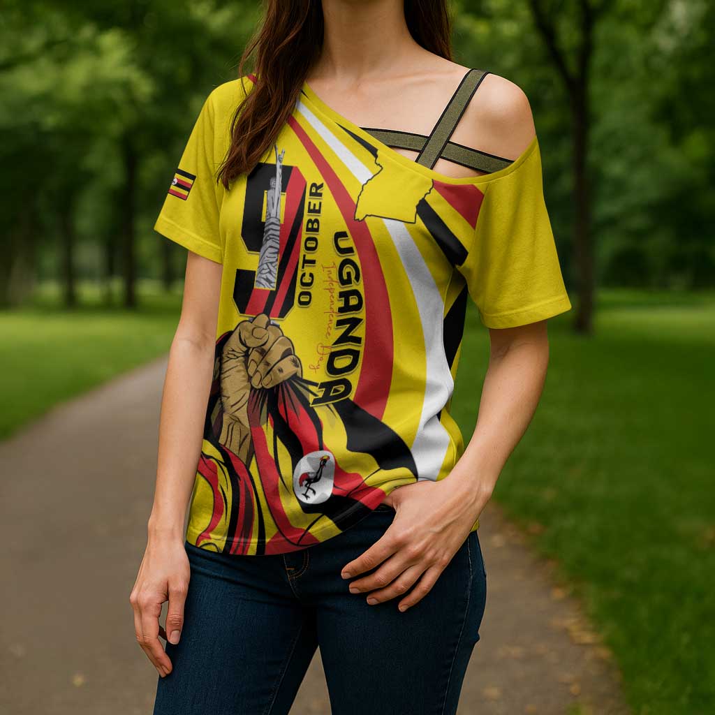 Uganda Cross Shoulder Shirt 63rd Anniversary Of Independence - Wonder Print Shop