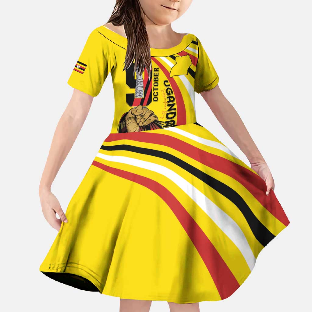 Uganda Family Matching Long Sleeve Bodycon Dress and Hawaiian Shirt 63rd Anniversary Of Independence - Wonder Print Shop