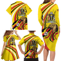 Uganda Family Matching Long Sleeve Bodycon Dress and Hawaiian Shirt 63rd Anniversary Of Independence - Wonder Print Shop