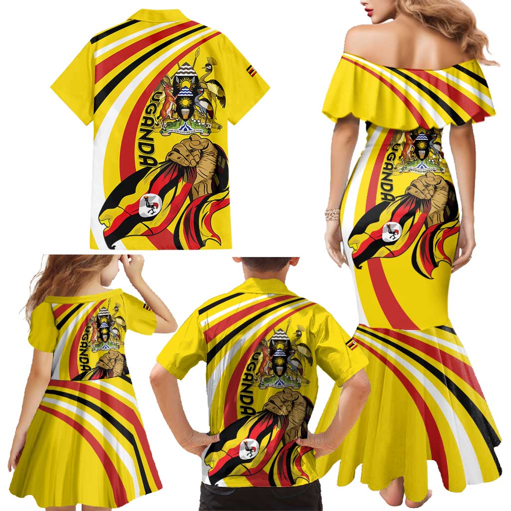 Uganda Family Matching Mermaid Dress and Hawaiian Shirt 63rd Anniversary Of Independence - Wonder Print Shop