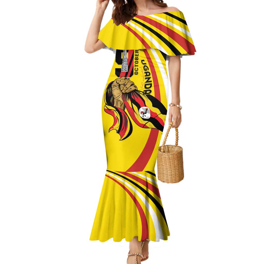 Uganda Family Matching Mermaid Dress and Hawaiian Shirt 63rd Anniversary Of Independence - Wonder Print Shop