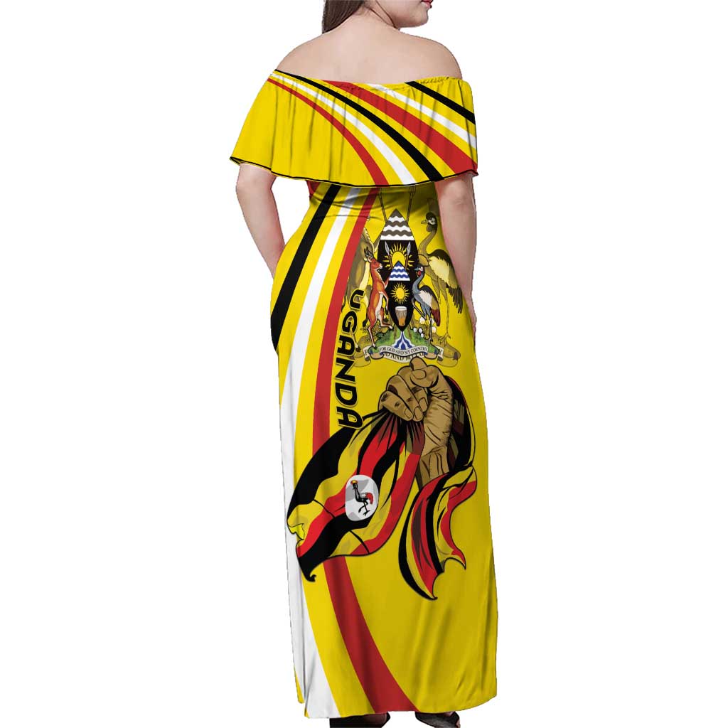 Uganda Family Matching Off Shoulder Maxi Dress and Hawaiian Shirt 63rd Anniversary Of Independence - Wonder Print Shop