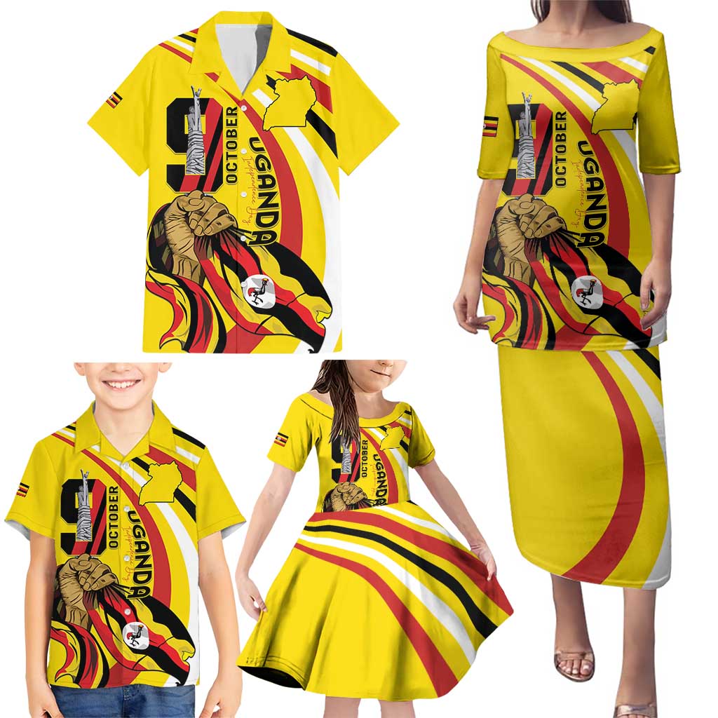 Uganda Family Matching Puletasi and Hawaiian Shirt 63rd Anniversary Of Independence - Wonder Print Shop