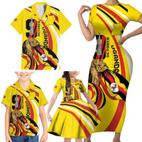 Uganda Family Matching Short Sleeve Bodycon Dress and Hawaiian Shirt 63rd Anniversary Of Independence - Wonder Print Shop
