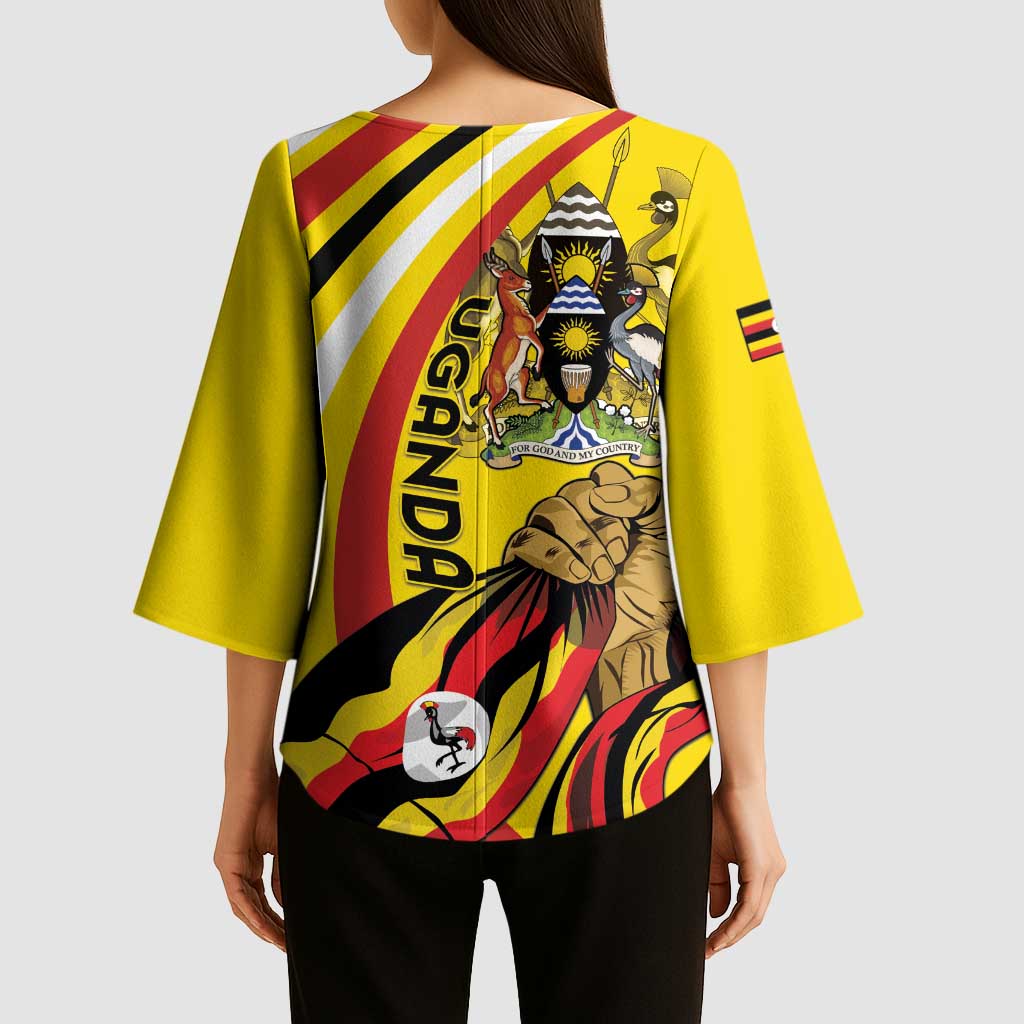 Uganda Kimono Sleeve Blouse 63rd Anniversary Of Independence - Wonder Print Shop