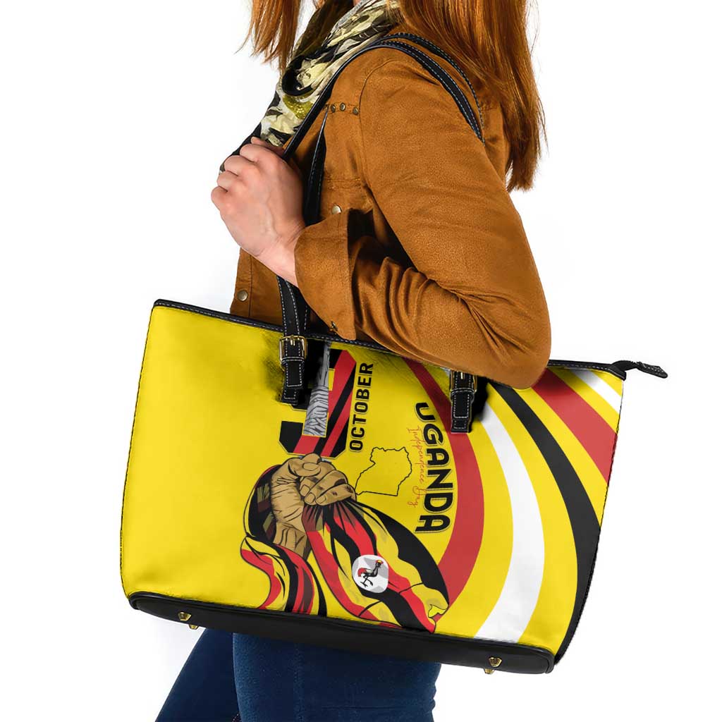 Uganda Leather Tote Bag 63rd Anniversary Of Independence - Wonder Print Shop