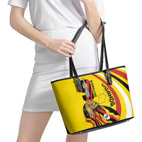 Uganda Leather Tote Bag 63rd Anniversary Of Independence - Wonder Print Shop