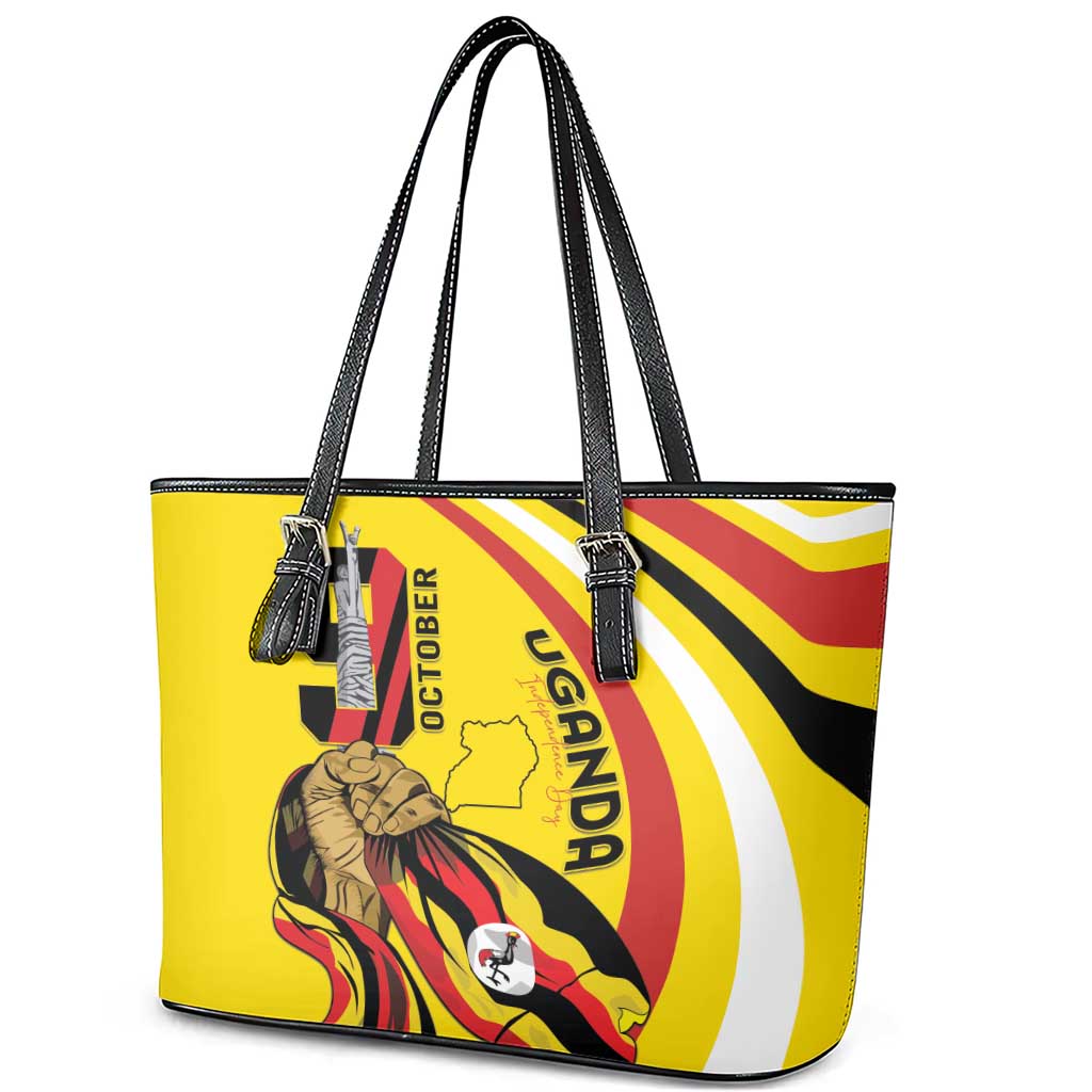 Uganda Leather Tote Bag 63rd Anniversary Of Independence - Wonder Print Shop