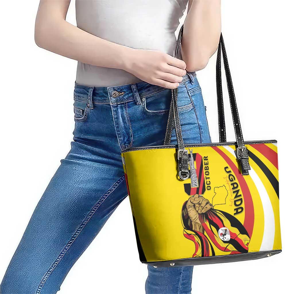 Uganda Leather Tote Bag 63rd Anniversary Of Independence - Wonder Print Shop