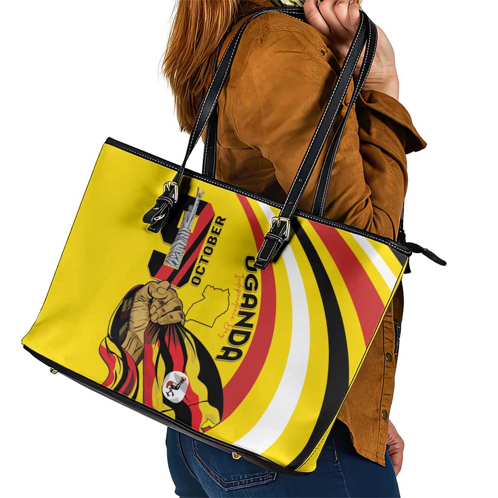 Uganda Leather Tote Bag 63rd Anniversary Of Independence - Wonder Print Shop