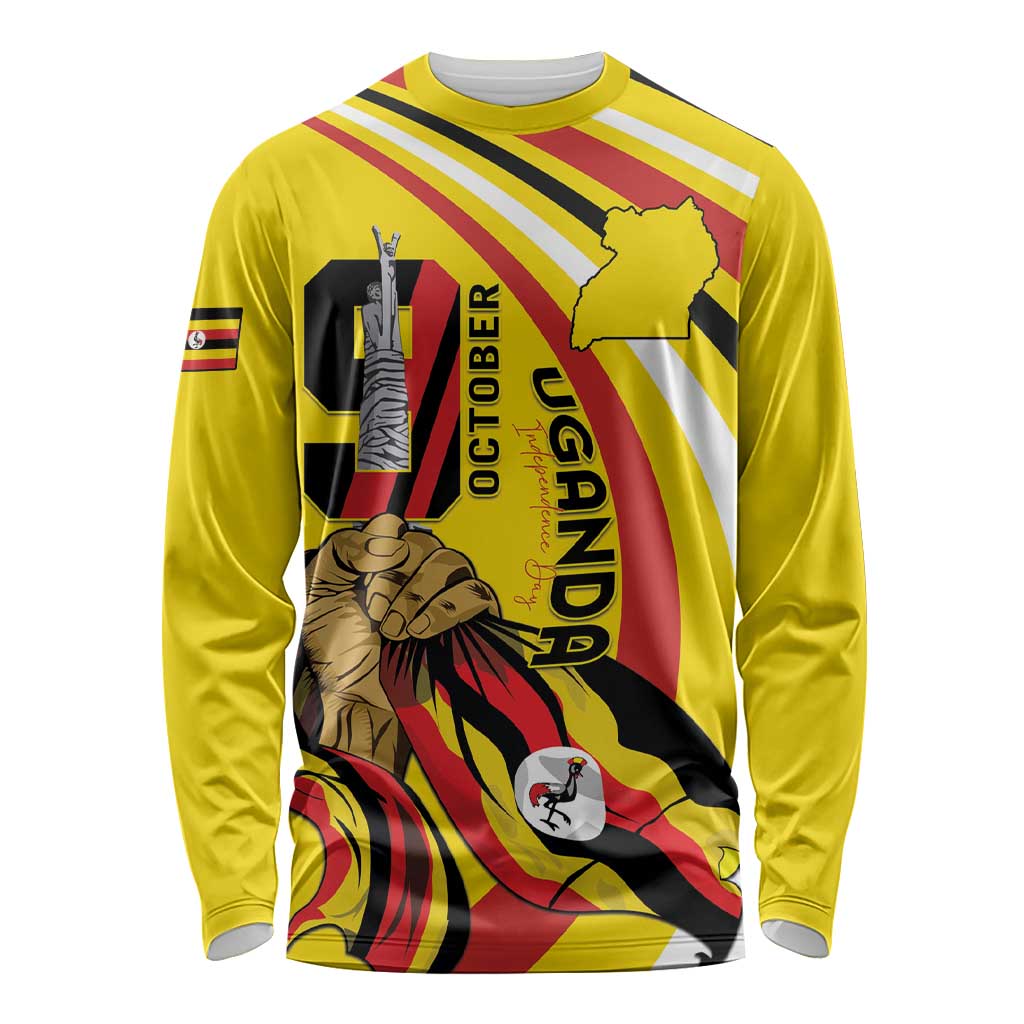 Uganda Long Sleeve Shirt 63rd Anniversary Of Independence - Wonder Print Shop