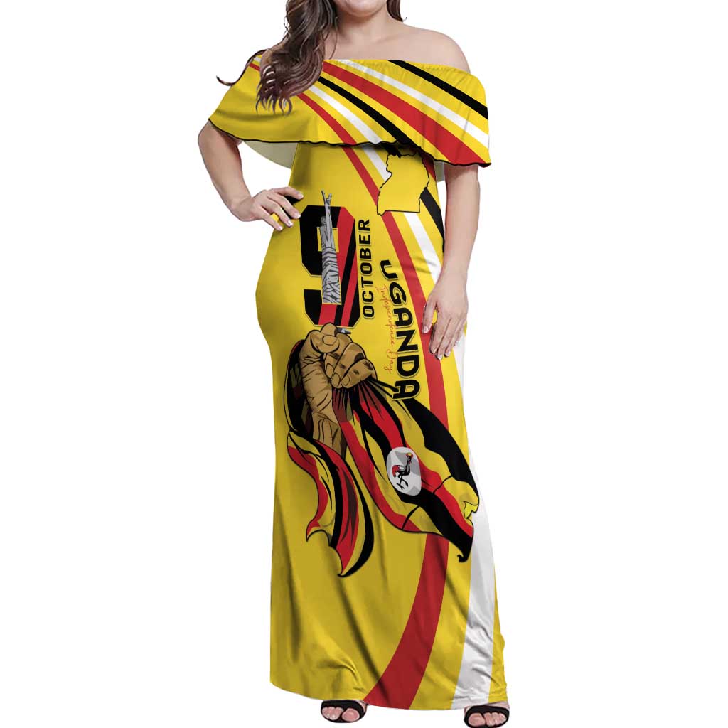 Uganda Off Shoulder Maxi Dress 63rd Anniversary Of Independence - Wonder Print Shop
