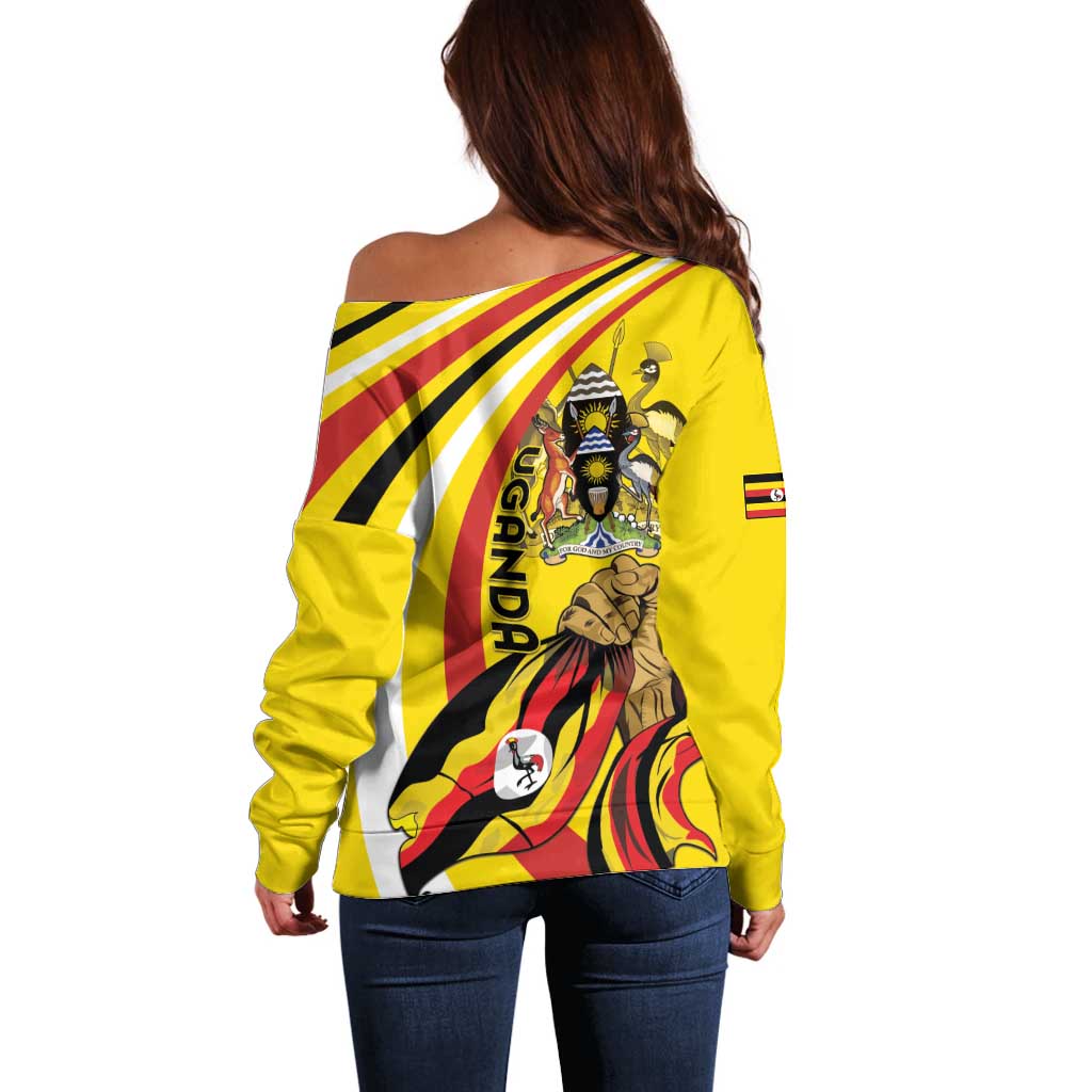 Uganda Off Shoulder Sweater 63rd Anniversary Of Independence - Wonder Print Shop