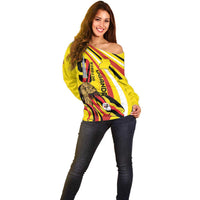 Uganda Off Shoulder Sweater 63rd Anniversary Of Independence - Wonder Print Shop