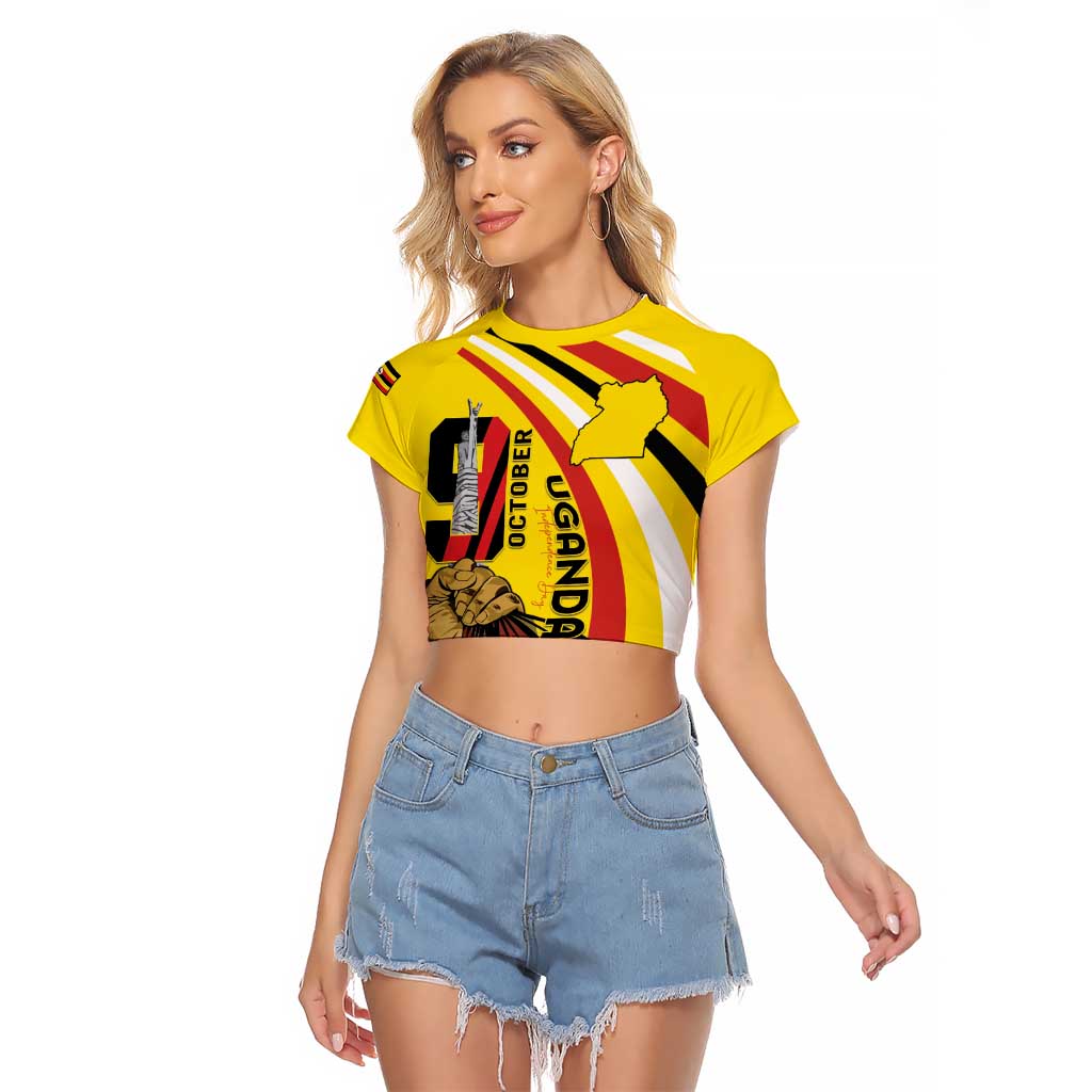 Uganda Raglan Cropped T Shirt 63rd Anniversary Of Independence - Wonder Print Shop