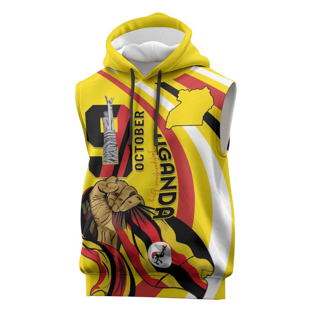 Uganda Sleeveless Hoodie 63rd Anniversary Of Independence - Wonder Print Shop