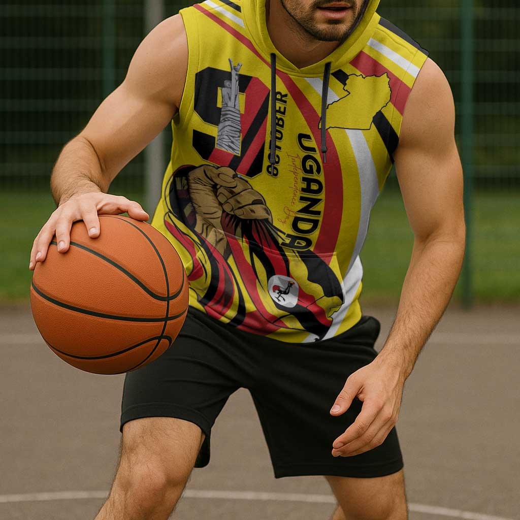 Uganda Sleeveless Hoodie 63rd Anniversary Of Independence - Wonder Print Shop