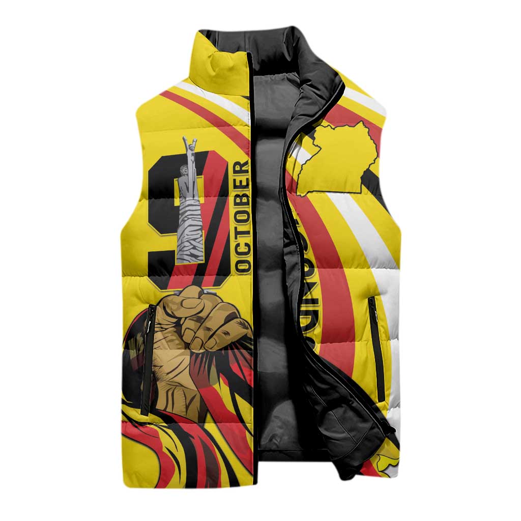 Uganda Sleeveless Puffer Jacket 63rd Anniversary Of Independence - Wonder Print Shop