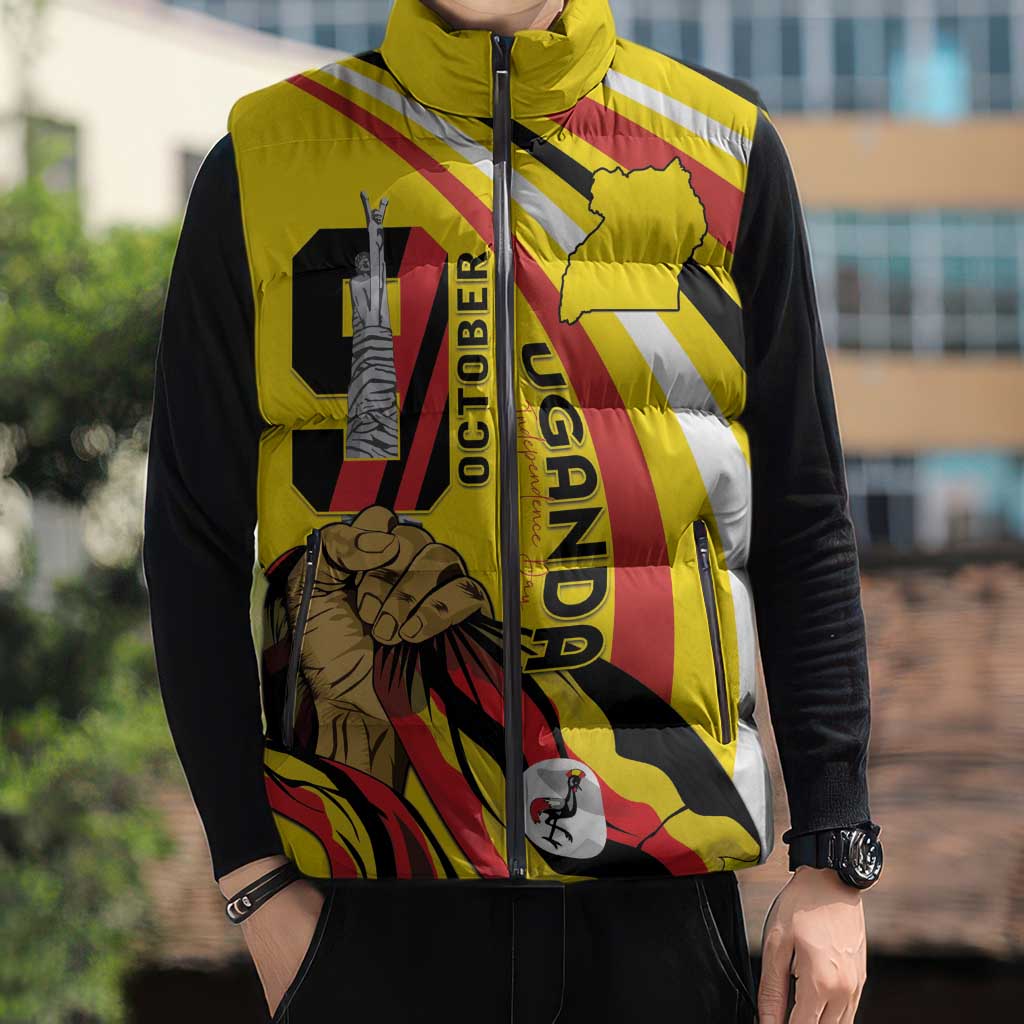 Uganda Sleeveless Puffer Jacket 63rd Anniversary Of Independence - Wonder Print Shop
