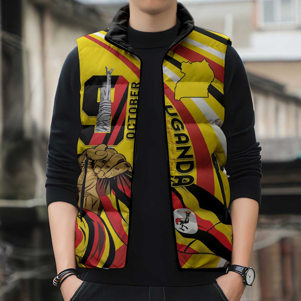 Uganda Sleeveless Puffer Jacket 63rd Anniversary Of Independence - Wonder Print Shop