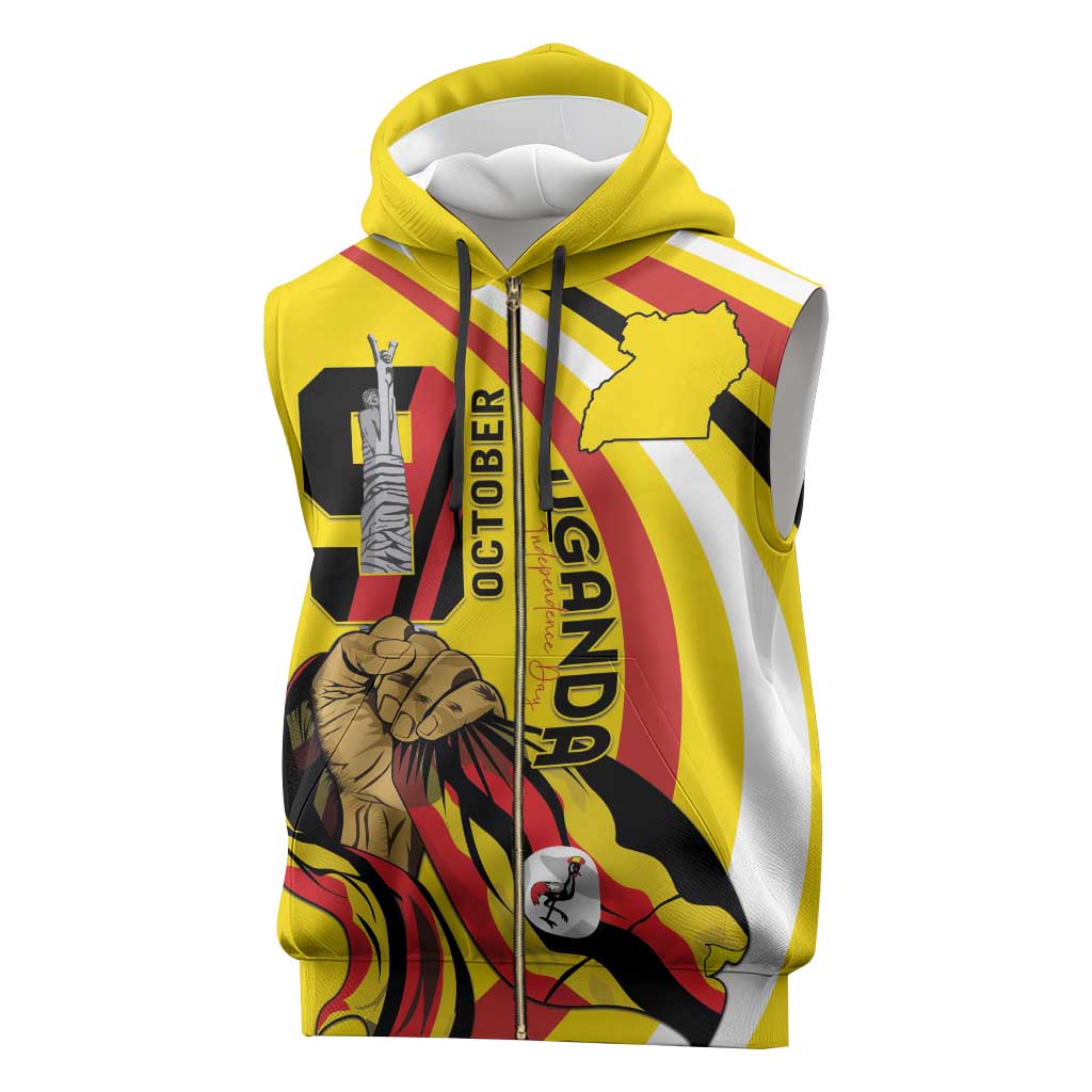 Uganda Sleeveless Zip Hoodie 63rd Anniversary Of Independence - Wonder Print Shop