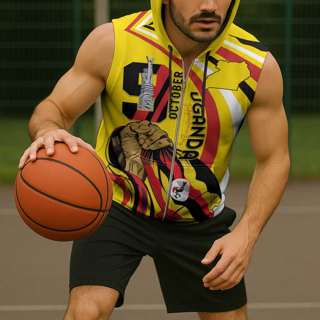 Uganda Sleeveless Zip Hoodie 63rd Anniversary Of Independence - Wonder Print Shop