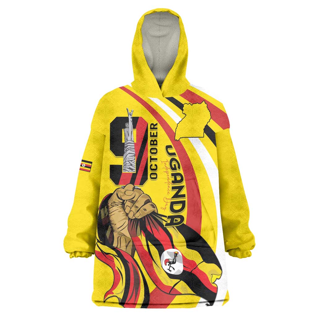 Uganda Wearable Blanket Hoodie 63rd Anniversary Of Independence - Wonder Print Shop