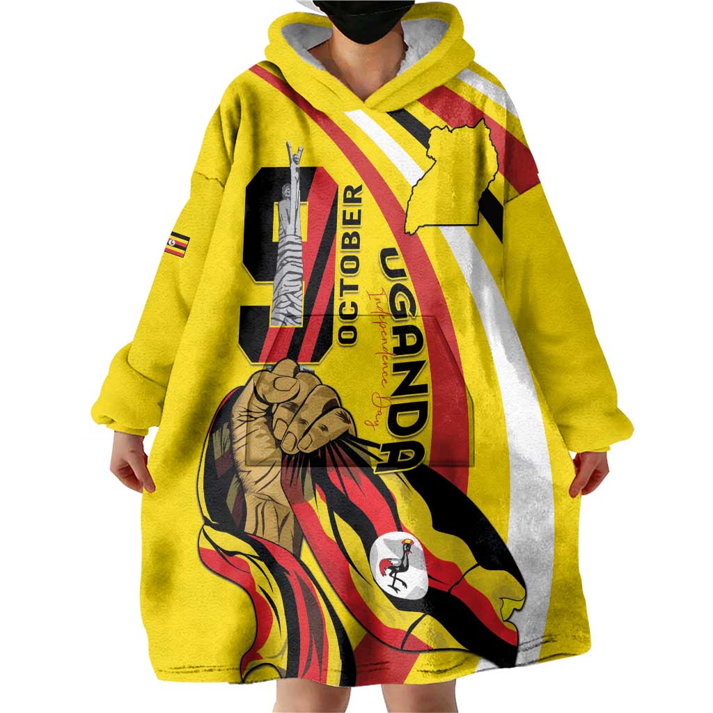 Uganda Wearable Blanket Hoodie 63rd Anniversary Of Independence - Wonder Print Shop