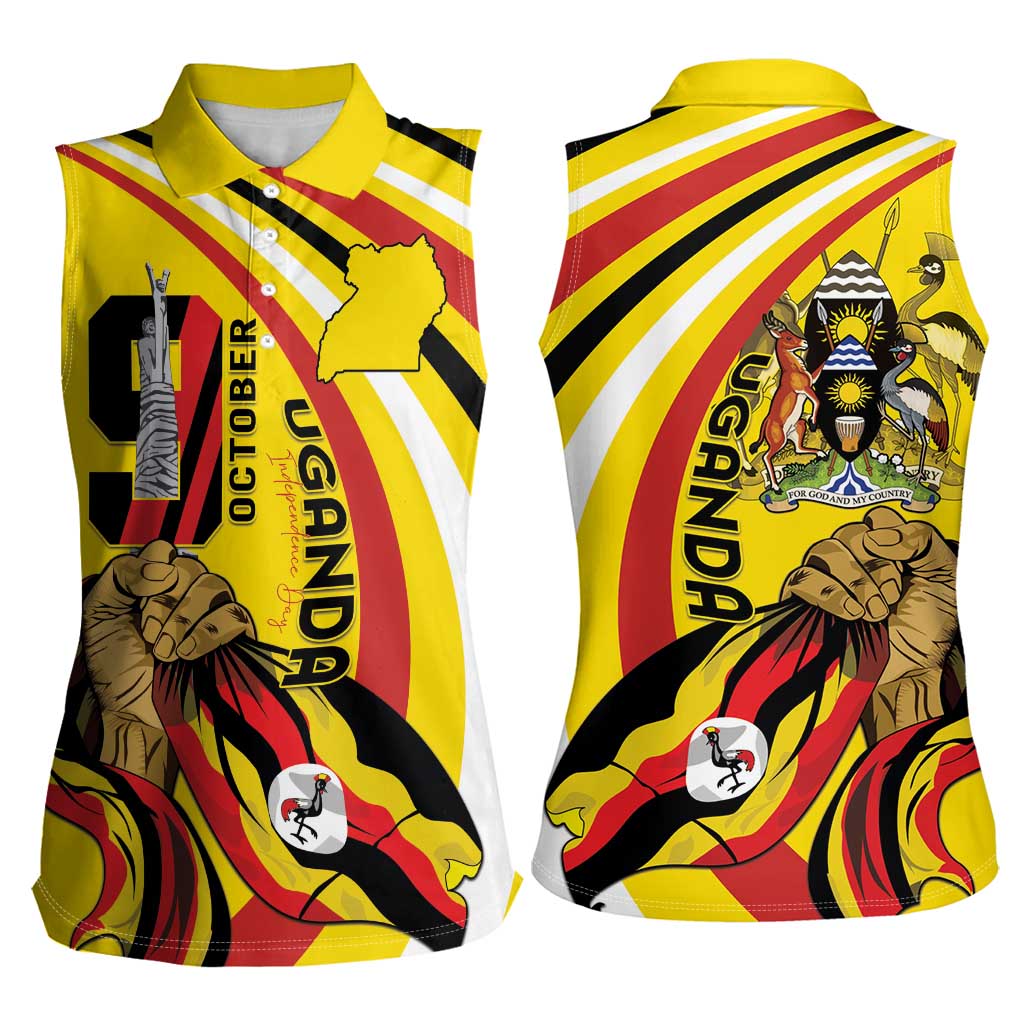 Uganda Women Sleeveless Polo Shirt 63rd Anniversary Of Independence - Wonder Print Shop