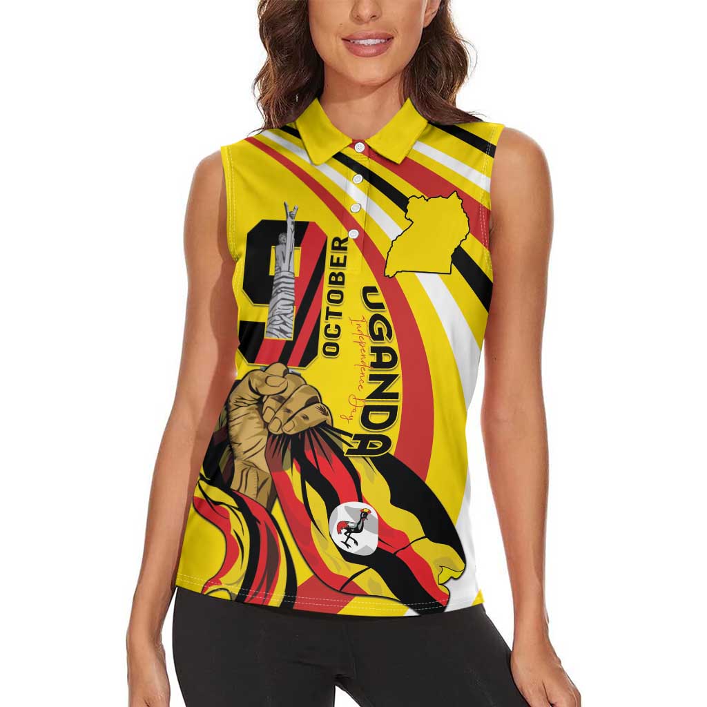 Uganda Women Sleeveless Polo Shirt 63rd Anniversary Of Independence - Wonder Print Shop