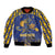 Custom Barbados Pride Cricket Bomber Jacket Dwarf Poinciana Flower Sporty Style - Wonder Print Shop