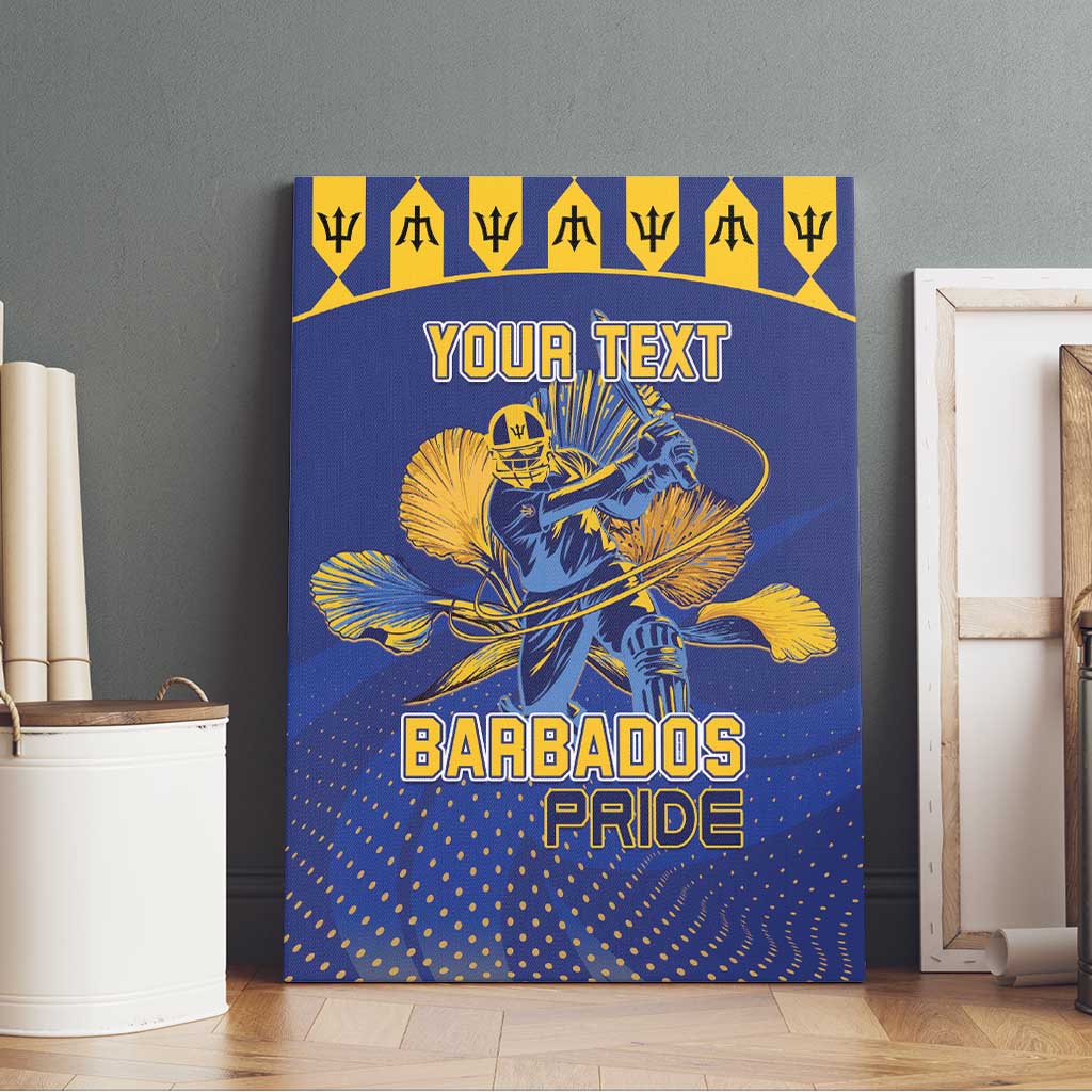 Custom Barbados Pride Cricket Canvas Wall Art Dwarf Poinciana Flower Sporty Style - Wonder Print Shop