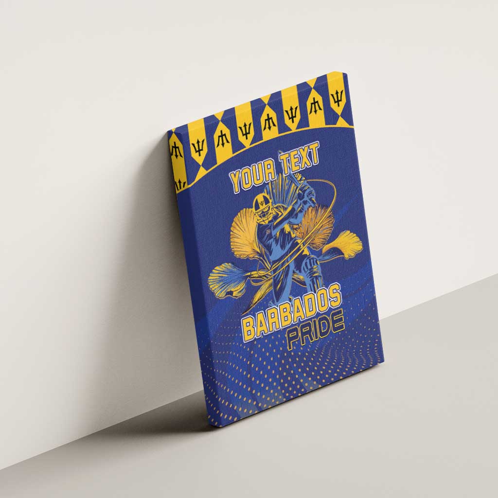 Custom Barbados Pride Cricket Canvas Wall Art Dwarf Poinciana Flower Sporty Style - Wonder Print Shop